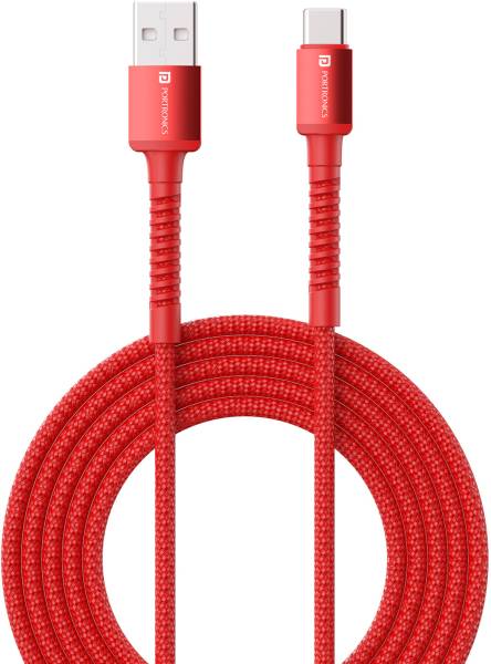 Portronics USB Type C Cable 6 A 2 m Konnect X Unbreakable Nylon Braided USB A to Type C Cable with 6Amp Output