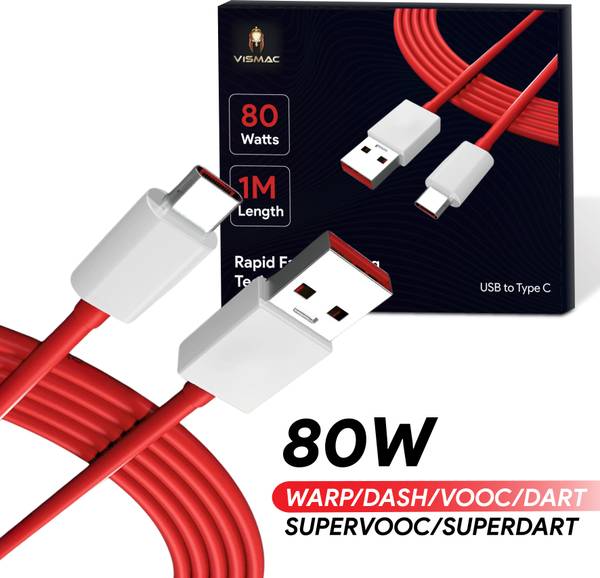 vismac USB Type C Cable 8 A 1 m copper WARP/Dash Charging Type c Charger Cable Compatible for One Plus