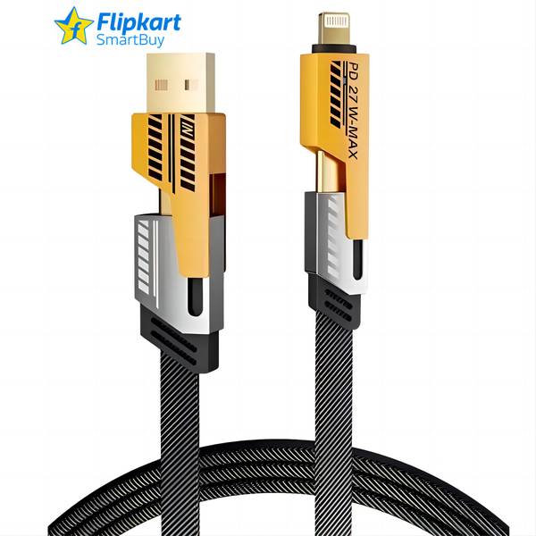 Flipkart SmartBuy USB Type C Cable 6.5 A 1 m Carbon Braided 4 in 1 65W Fast Charging Type C Data Cable | C to C Cable | Type C to Type C Data Cable Co...