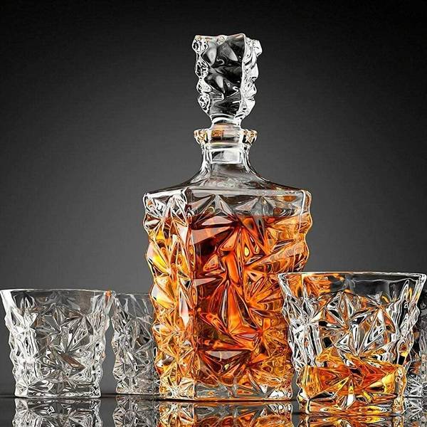 morryz Italian Style Crystal 7pcs Set Imported 1 Decanter with 6 pic Whiskey Glass Decanter