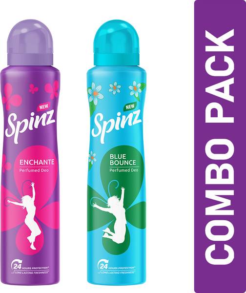Spinz Enchante & Blue Bounce Perfumed Deo for Women, Combo Pack, (200ml x 2) Deodorant Spray - For Women