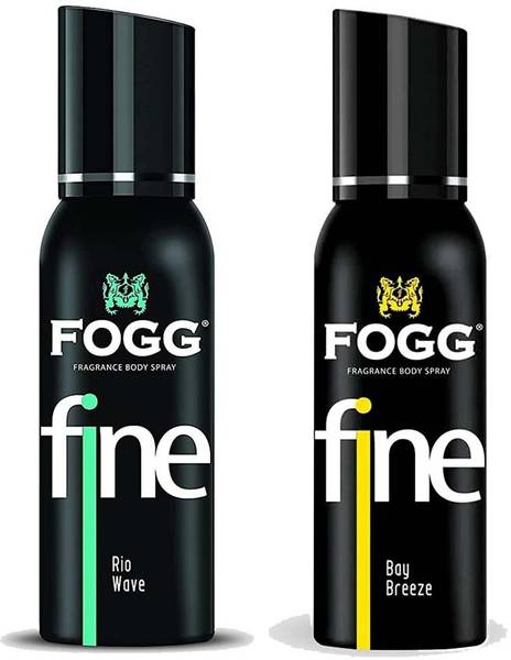 FOGG FINE RIO WAVE+BAY BREEZE PERFUME SPRAY 120MLX2(275MRPX2) Body Spray - For Men & Women