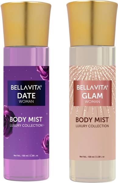 Bellavita DATE & GLAM Body Mist Set|Floral, Jasmine & Vanilla notes|Long Lasting scent| Body Mist - For Women