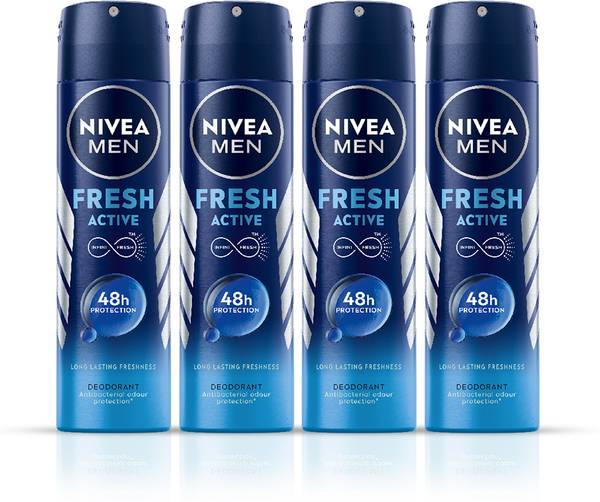 NIVEA Fresh Active Long Lasting Anti-Perspirant Deodorant Spray - For Men Pack of 4 Deodorant Spray - For Men