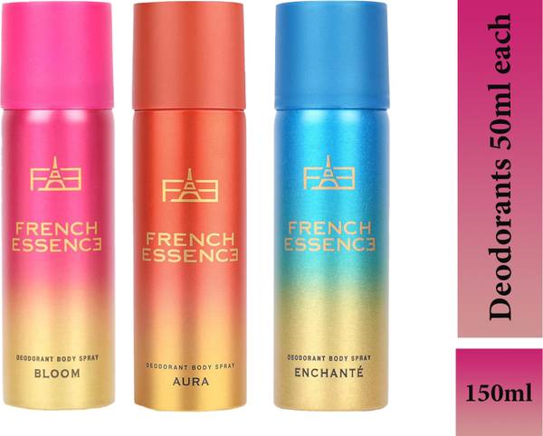 FRENCH ESSENCE Combi Pack of Bloom,Aura and Enchante (50ml Each) Deodorant Spray - For Women