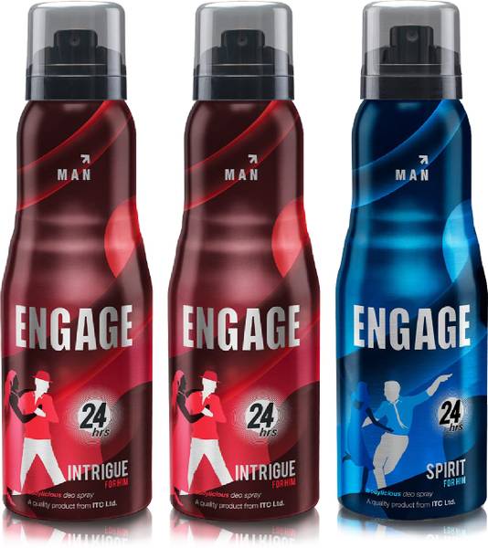 Engage Deo Combo 2 Intrigue for him 165ml and 1 Spirit for him 165 ml Deodorant Spray  -  For Men