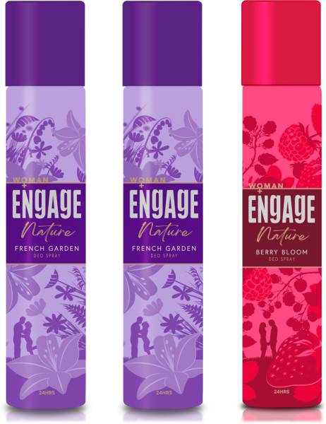 Engage Deo Spray, French Garden (Pack of 2) &Berry Bloom (Pack of 1) Fragrance Scent Deodorant Spray - For Women