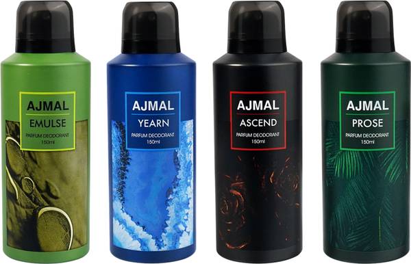 Ajmal Emulse, Yearn, Ascend, and Prose Perfume Deodorant Spray - For Men & Women