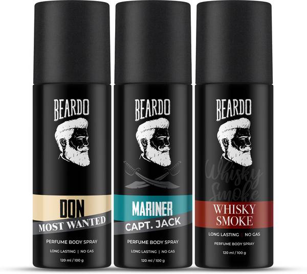 BEARDO Long Lasting Deo Sprays for Men | Don Most Wanted, Mariner CJ & Whiskey Smoke Deodorant Spray - For Men
