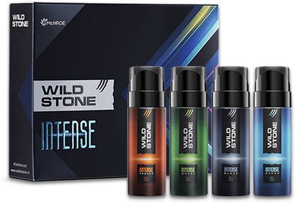 Wild Stone Intense No Gas Deodorant Travel Pack with Black, Ocean, Trance and Wood Mini Deodorant Spray  -  For Men