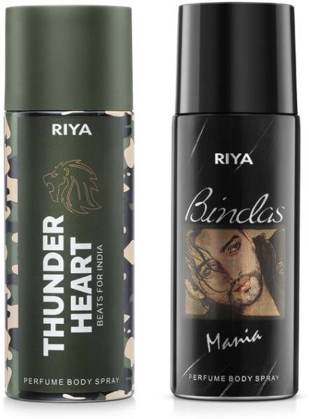 RIYA Thunder Heart & Bindas Mania Body Spray Deodorant, Long-Lasting Fragrance Perfume Body Spray - For Men