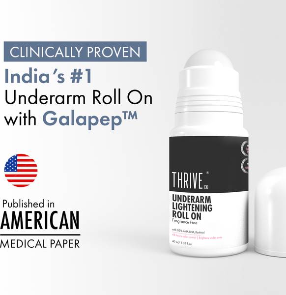 ThriveCo Underarm Lightening Roll-On with 5% AHA BHA | 48H Odor control | Men & Women Deodorant Roll-on - For Men & Women