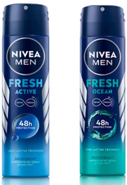 NIVEA All New Fresh Active & Fresh Ocean 150ml F deo Set of 2 Deodorant Spray - For Men & Women