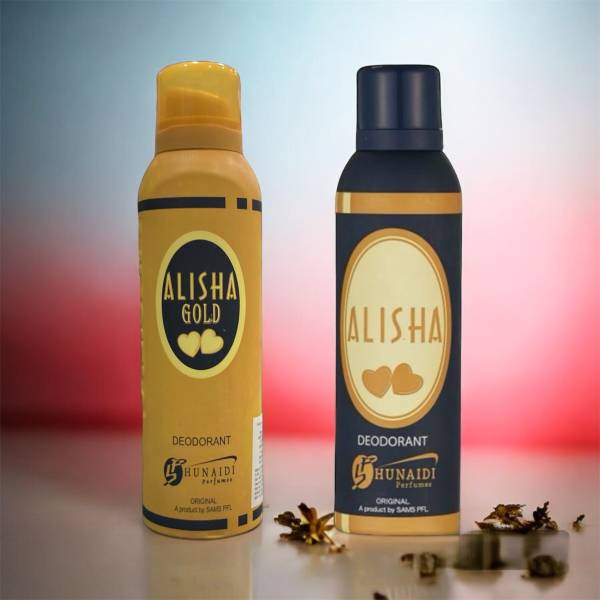 Hunaidi alisha gold and blue deodorant spray Deodorant Spray - For Men & Women