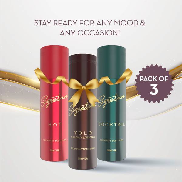 SIGNATURE Combo Yolo, Hot, Cocktail Deodorant Spray Long Lasting Skin Friendly Deo Body Spray - For Men & Women