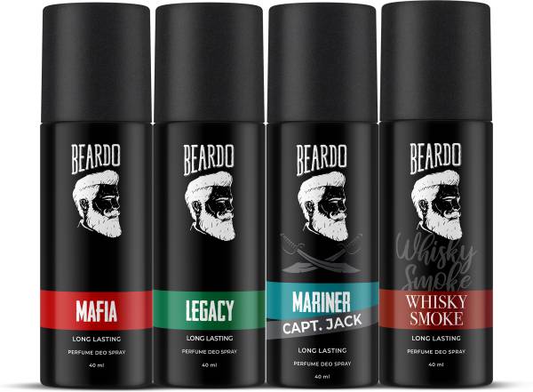 BEARDO Fantastic 4 Perfume Deo Set | Whisky Smoke, Mariner, Mafia, Legacy Deodorant Spray - For Men