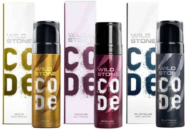 Wild Stone CODE Gold, Platinum & Iridium No Gas Deo for Men, 150ml each|Long Lasting Fragrance| Deodorant Spray - For Men