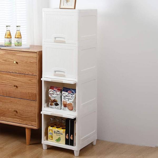 EDENGLOW 4 Compartments Plastic 4-Door 4-Shelf Organizer Foldable Drawers