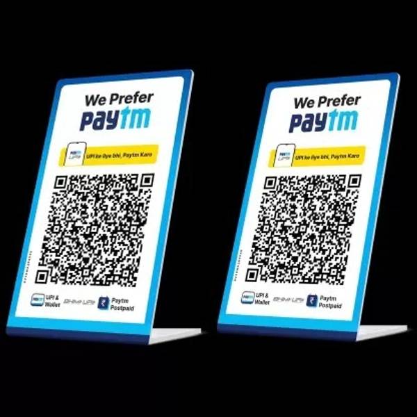 Ganesh 2 Compartments Acrylic QR Code Display Stand L Shape Portrait Style Display Stand