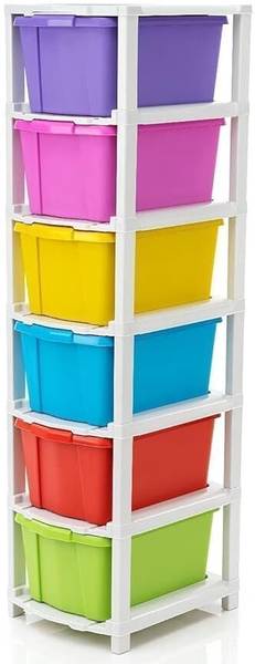 J K INTERNATIONAL 6 Compartments Plastic Modular Drawer System for Home, Office