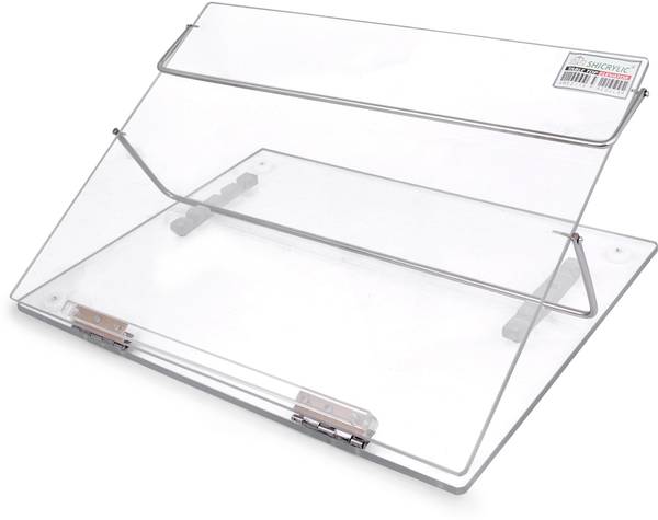 Shicrylic 2 Compartments Polystyrene Acrylic Writing Desk With Adjustable Height Writing Pad Acrylic Table Top Elevator (Small Size 12x15 Inches) Port...