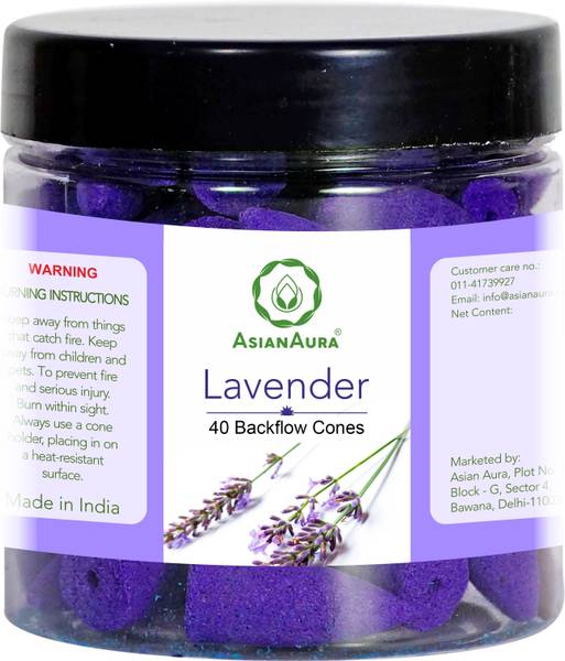 Asian Aura 40 Backflow Cones Lavender Lavender Dhoop