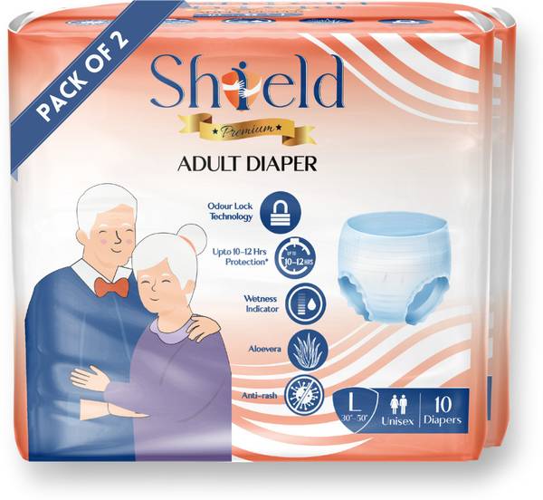 SHIELD Premium Pant Style | Pack of 2 | Adult Diapers - L