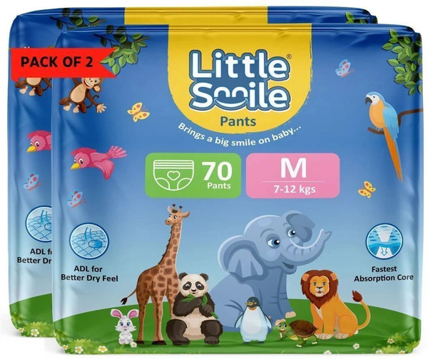 Little Smile Better Dry Feel Baby Diaper Pants | Medium | Pack of 2 - M