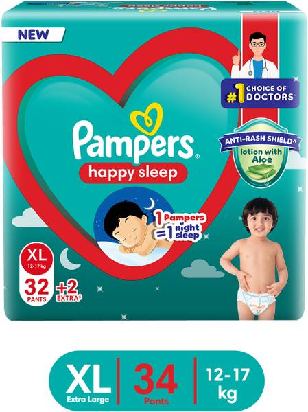 Pampers Happy Sleep Pant Style, 1 Night Sleep, with Anti Rash Shield, 12-17 Kg - XL