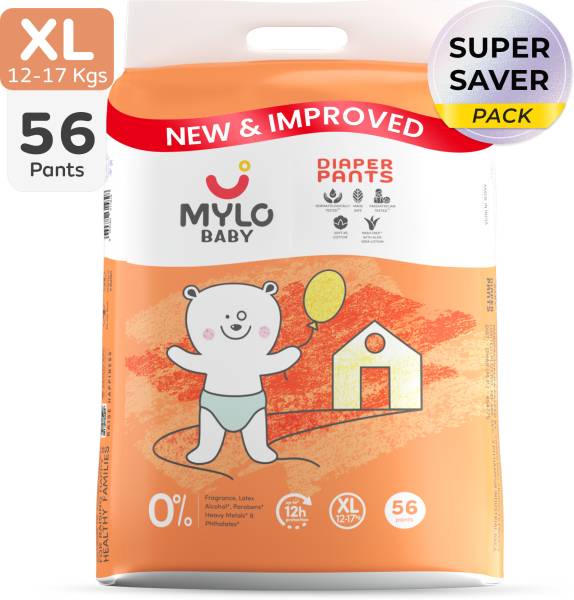 MYLO Baby Diaper Pants | Super Absorbent with Aloe Vera | Leak Proof | Anti Rash - XL