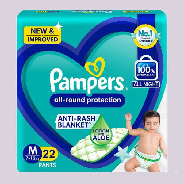 Pampers All round Protection Pants, Lotion with Aloe Vera - M