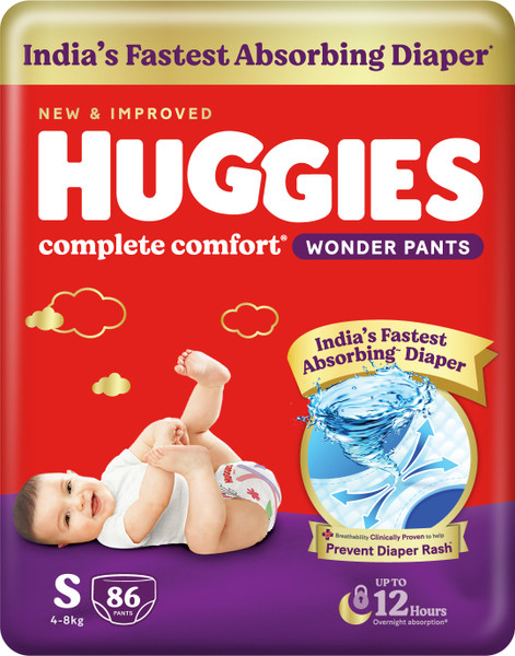 Huggies Complete Comfort Wonder Pants, India's Fastest Absorbing Diaper | - S