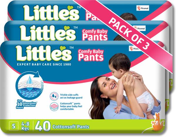 Little's Comfy Baby Pants, Standard, Small, 40 Count With 10 Hours Absorption Protection - S