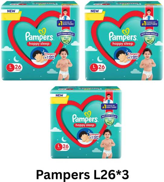 Pampers Anti rash lotion with Aloe vera baby Large size diaper pants(Pack of 3) - L