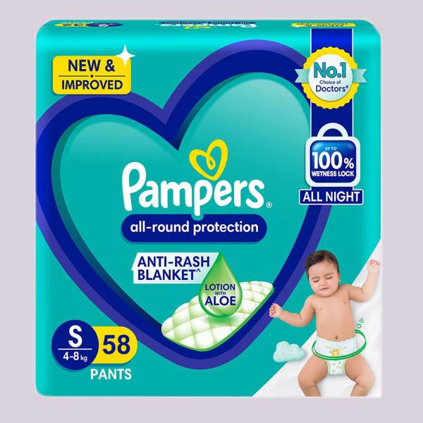 Pampers All Round Protection Happy Skin Pants, With Anti Rash Lotion - S