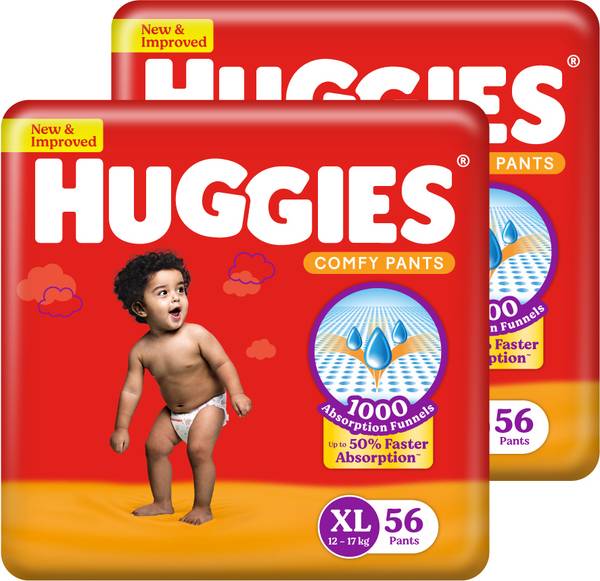 Huggies Comfy Baby Diaper Pants, Upto 50% Faster Absorption - XL