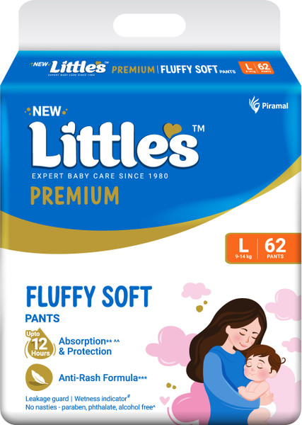 Little's Comfy Baby Diaper Pants - Premium 12 Hours Absorption, Wetness Indicator - L