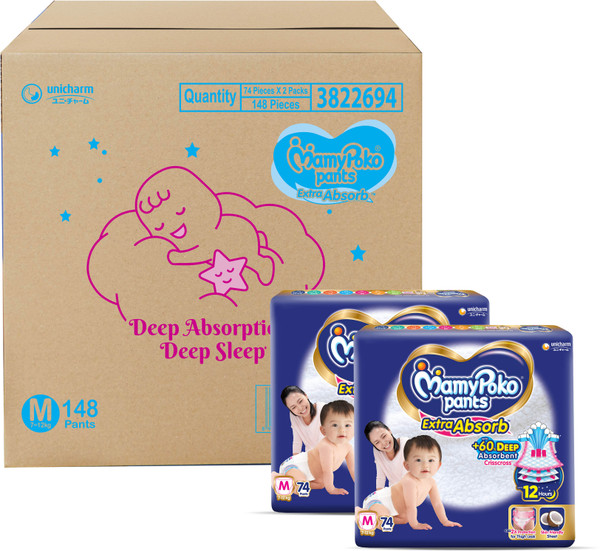 MamyPoko Pants Extra Absorb Baby Diapers,7-12 kg - M