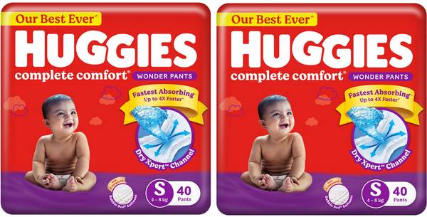 Huggies Wonder Pants Small (S) Size Baby Diaper Pants S-40 (PACK OF 2) - S