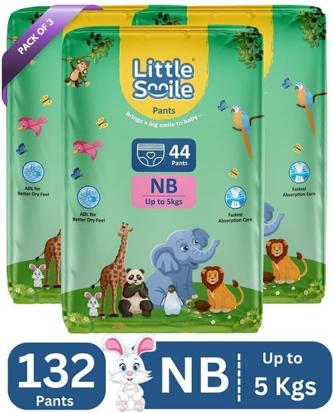 Little Smile Better Dry Feel Baby Diaper Pants | Pack of 3 - New Born