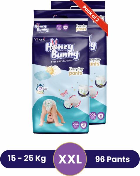 HONEY BUNNY Baby Diaper Pants with bubble top sheet| Extra Soft | 12 Hour protection - XXL