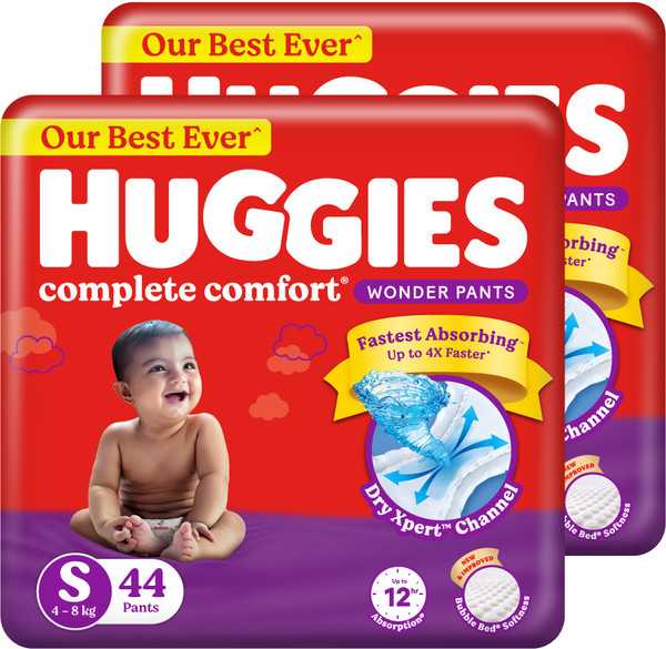 Huggies Complete Comfort Wonder Pants| India's Fastest Absorbing Diaper |S 44 X 2 |88 - S