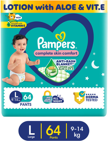 Pampers Complete Skin Comfort Pants, Anti-rash blanket, Lotion with VitaminE & Aloe Vera - L