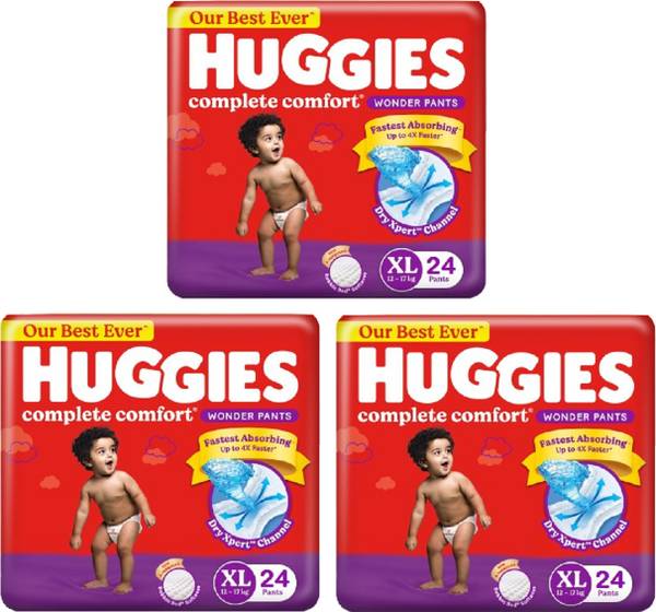 Huggies Wonder Pants Extra Large (XL) Size Baby Diaper Pants XL-24 (PACK OF 3) - XL