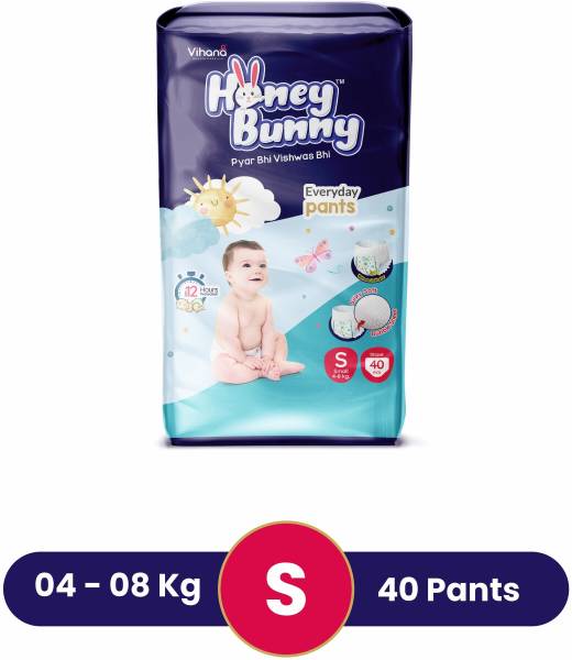 HONEY BUNNY Baby Diaper Pants with bubble top sheet| Extra Soft | 12 Hour protection - S - S