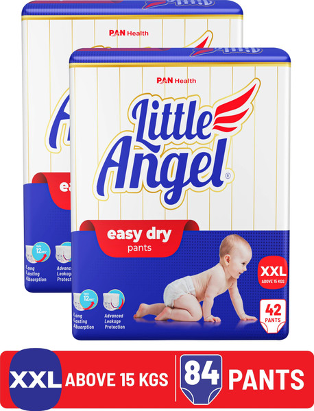 Little Angel Easy Dry Diaper Pants with 12 hrs absorption 42 Count/Pack,Pack of 2,above 15Kgs - XXL