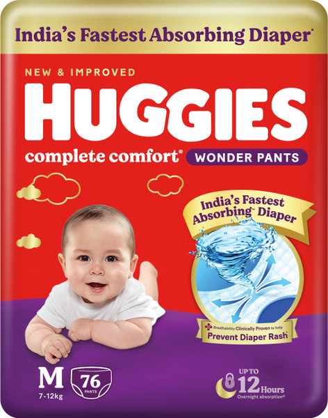 Huggies Complete Comfort Wonder Pants, India's Fastest Absorbing Diaper | - M