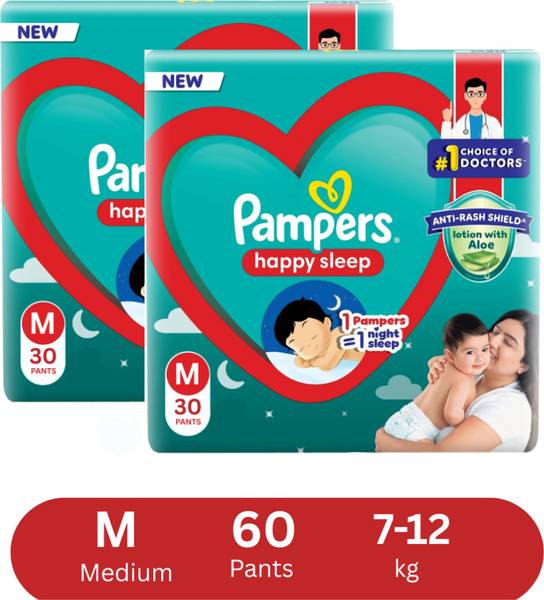 Pampers Happy Skin Pants, With Anti Rash Lotion - Value Packs - M