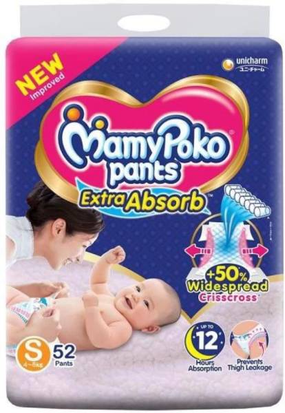MamyPoko Pants Extra Absorb Baby Diaper, Small Size 4-8Kg Baby - S
