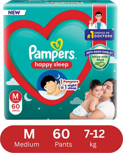 Pampers Anti rash lotion with Aloe vera baby Large size diaper pants(Pack of 2) - M